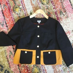 High-waist Black and Gold Blazer